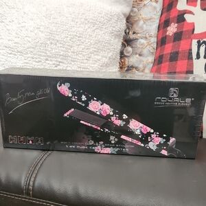Floral Hair Straightener - Black and Pink